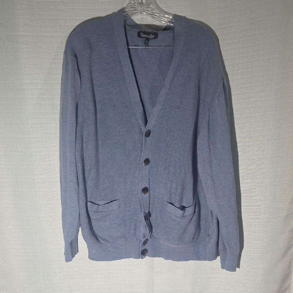 Cypress Links Cardigan Mens Extra Large Blue Long Sleeve Sweater